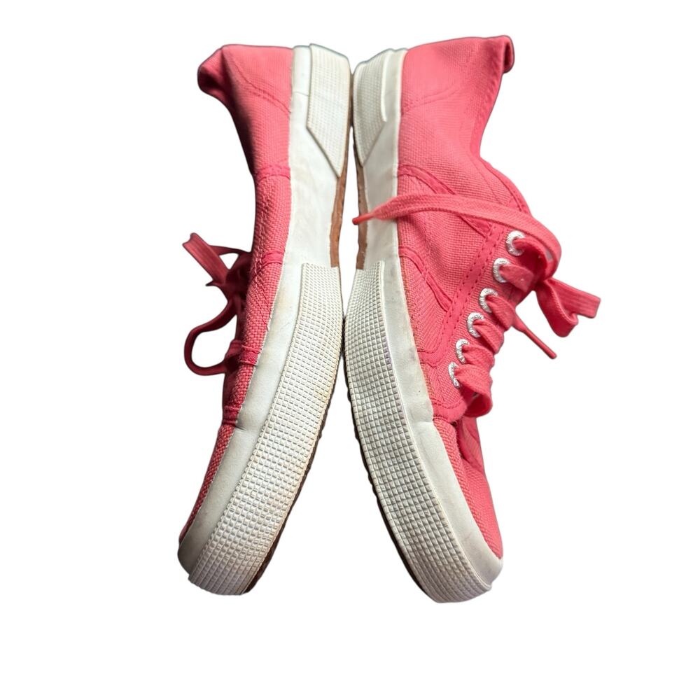 Superga Anthropologie Canvas Sneaker Lace Up Shoes Light Pink Red Women's 9.5 - Picture 2 of 10